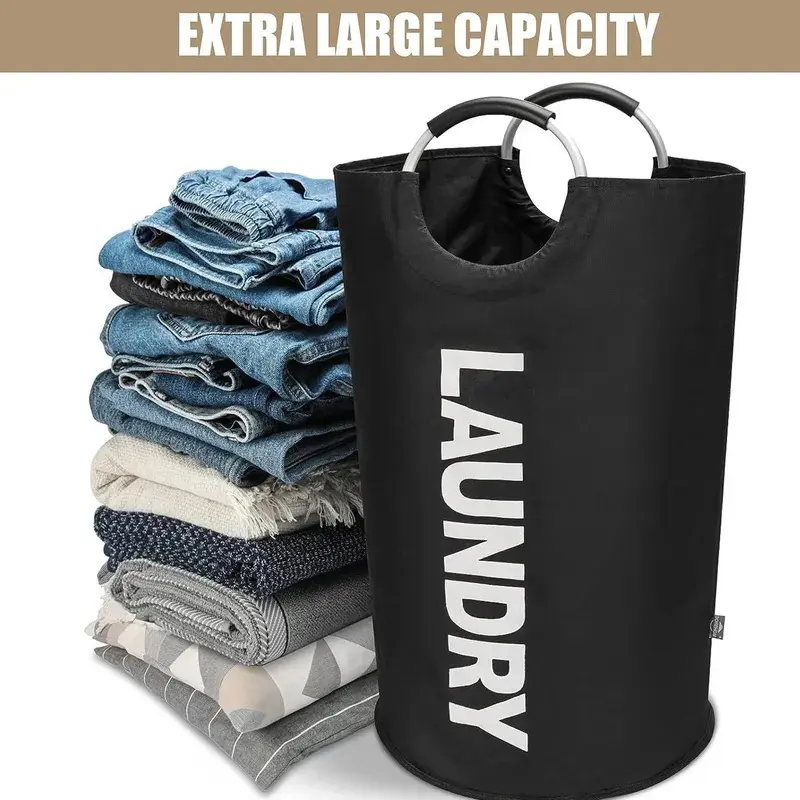 SICANDAENHK 2pc Large-Capacity Waterproof Laundry Basket Bag with Soft Cushion Handle, Home Organizer Hamper for Laundry Room Dirty Clothes, Hamper Laundry Basket