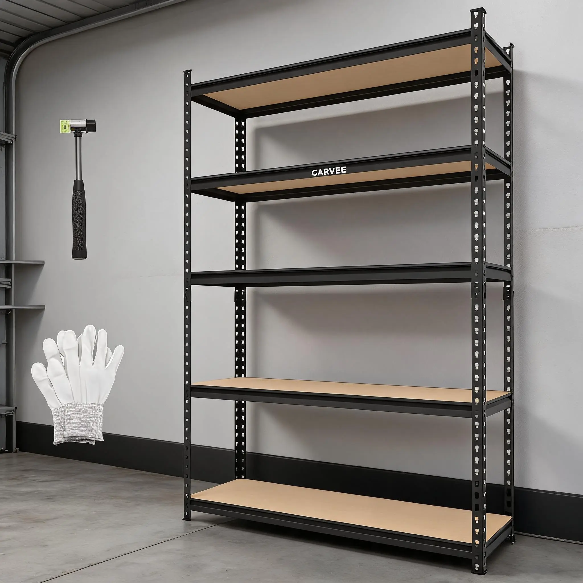 5-Tier Heavy Duty Metal Storage Rack, 2204 lbs Capacity, 72"x48"x15.7" Adjustable Garage Shelf, Boltless Utility Organizer for Pantry & Basement