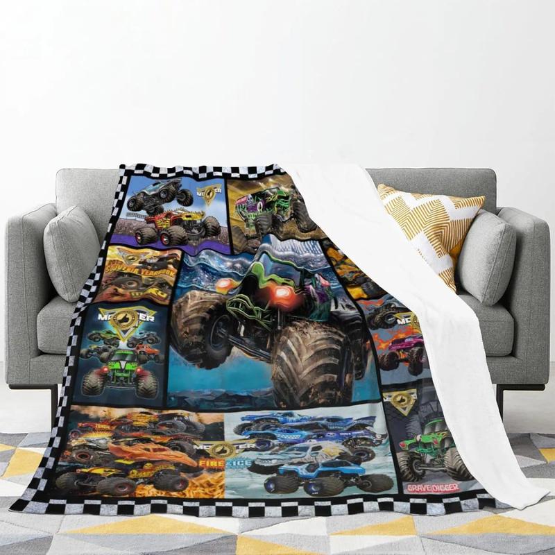Monster Truck Blanket Ultra Soft Flannel Novel And Fashionable Bed Blanket Sofa Bed Bedroom Decoration, Air Conditioning