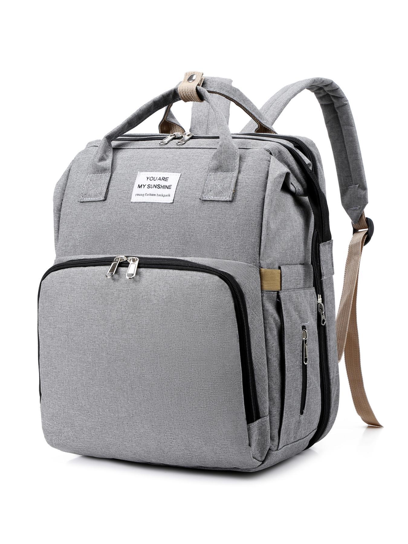 Casual Plain Color Large Capacity Zipper Backpack, Fashion Multi-functional Adjustable Strap Backpack for Women & Men, Casual Travel Backpack