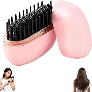 Mini Straightener, Rechargeable Portable Hair Straightener Brush, Fast Heating Hot Comb for Home Travel Gift, Anti Scald Shell, Lightweight and Portable, 3-Speed Temperature Control