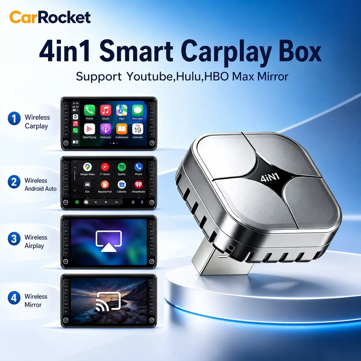 CarRocket Wireless CarPlay Android Auto Airplay Wireless Mirror Carplay Smart Box