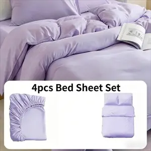 4-Piece Disposable Travel Bed Linen Set, Hotel Deep Pocket Mattress Protector, Soft Comfortable, Fade-Resistant, Tear-Proof, Stretch-Resistant