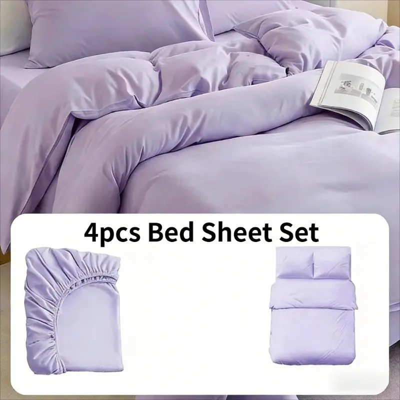 4-Piece Disposable Travel Bed Linen Set, Disposable Bedding Set, Hotel Deep Pocket Mattress Protector, Soft Comfortable, Fade-Resistant, Tear-Proof, Stretch-Resistant