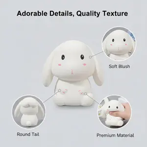 RIVIOO Cute little white rabbit cartoon slow rebound long-eared bunny decompression toy pinch and decompress soft handicraft ornament