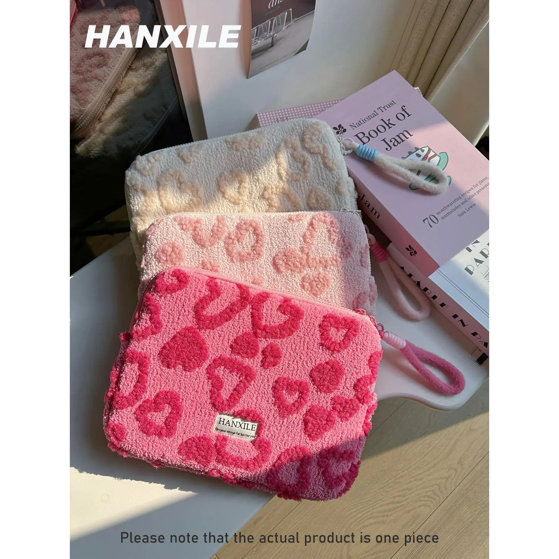 Plush Love Heart Laptop Bag iPad Tablet Bag 11/13/ 15inch Laptop Storage Bag