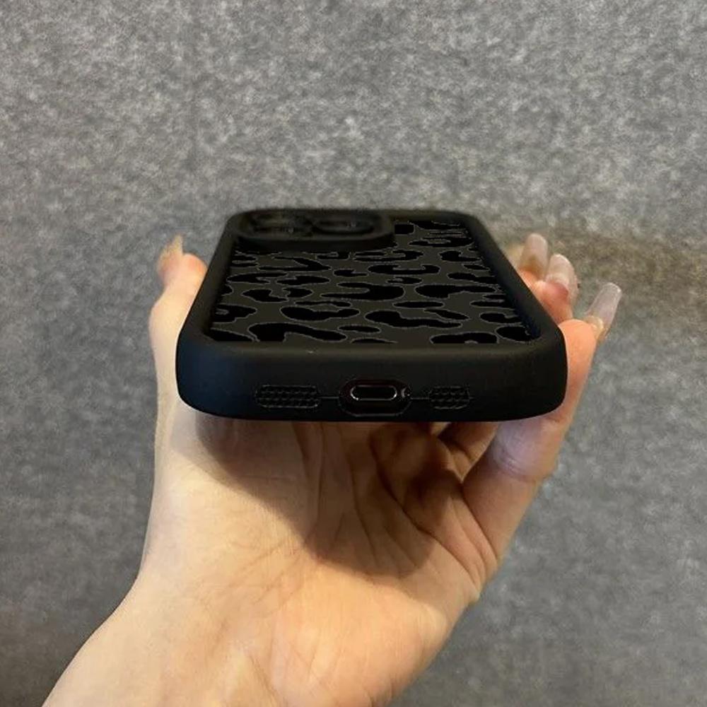 Phone Case - 1pc Black Leopard Print Trendy Brand Full Wrap TPU Phone Case Compatible with Iphone 16, 15, 14, 13, 12, 11 Pro Max, X, XR, XS, 8, 7 Plus