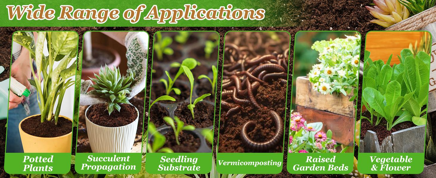 6pcs Organic Coco Coir Bricks Soil Blocks- 100% Natural Compressed Coco Peat Brick Fiber Substrate with Low EC& pH, High Expansion Coco Coir Pith Husk for