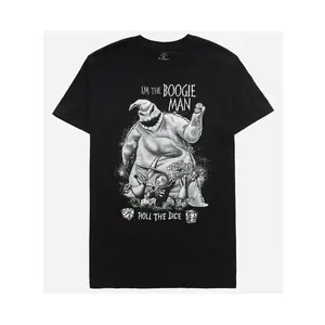 Men's Vintage Oogie Boogie I'm The Boogie Man Roll The Dice Nightmare Before Christmas Halloween Graphic Crew Neck Tee, Classic Spooky Cartoon Casual Regular Fit Short Sleeve Top for Halloween Fan Daily Outfit