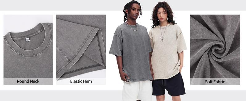 3 PCS Women's Cotton T-Shirts Oversized Half Short Sleeves Casual Loose Soild Streetwear Tops, Unisex Retro Street T-Shirts, Loose Fit Acid Washed.