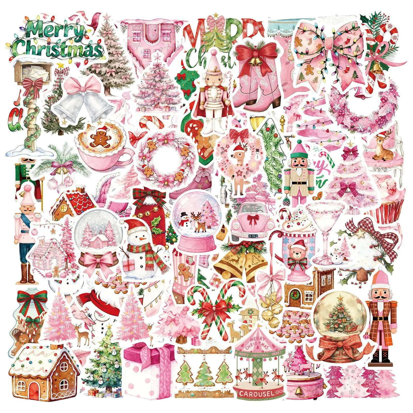 100 Christmas Tree Stickers, Diary Sticker Pack, Cartoon Waterproof Decals, Decorative Stickers for Water Cups and Diaries, Fun Holiday Accessories