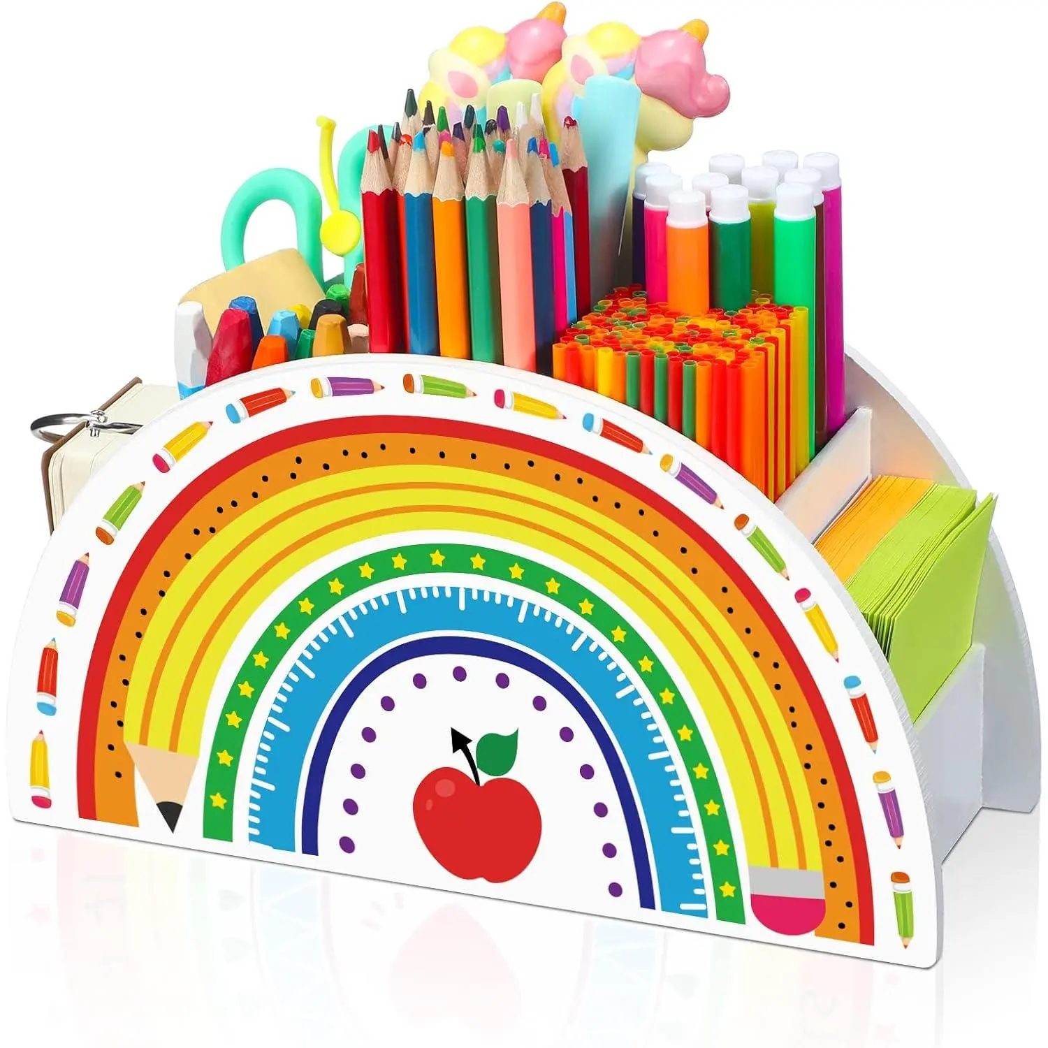 Wooden Rainbow Pencil Holder Cute Desk Pencil Organizer | School Office Art  for , Teacher Appreciation Gifts, Pen Holder for Brushes Makeup Brush Crayon