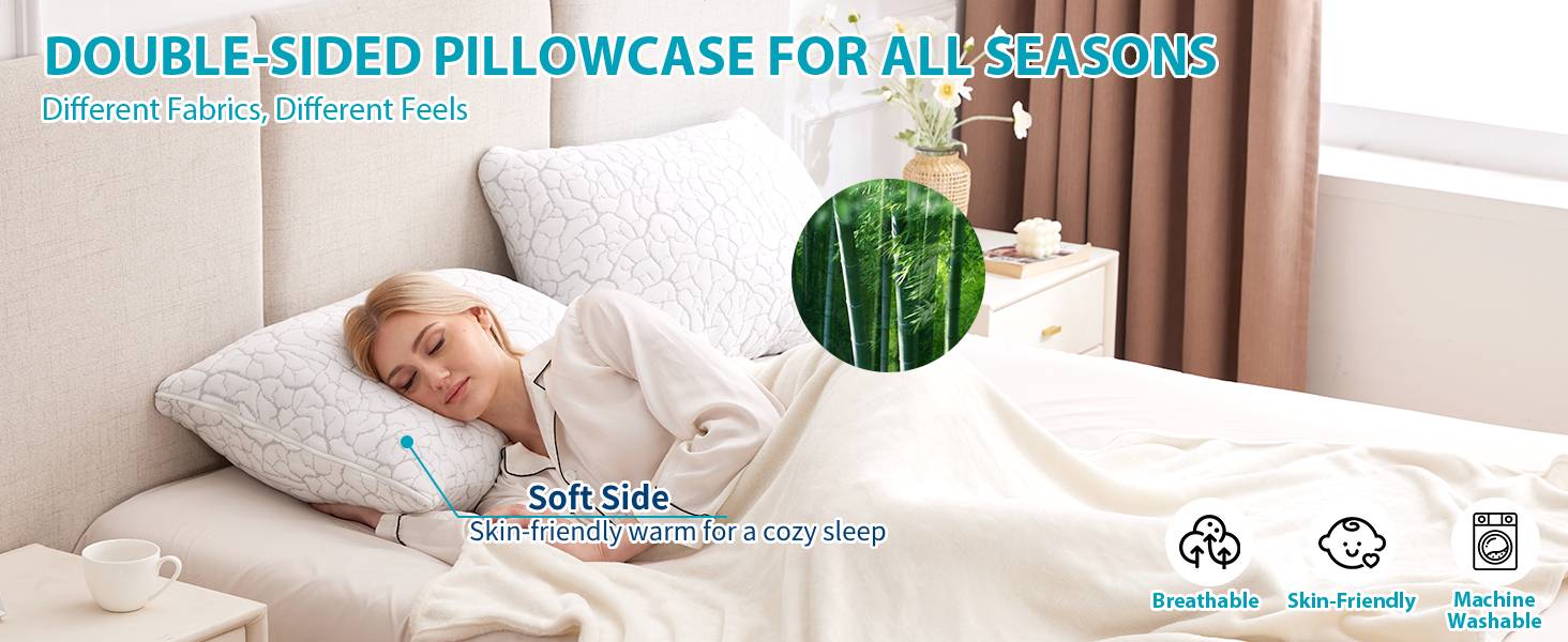 Cooling Pillows for Sleeping 2 Pack, Standard Size Shredded Pillows, Firm Bed Pillows for Side, Back, Stomach, Hot Sleepers, Cold Pillow for College Dorm Room Cooling Pillows for Sleeping 2 Pack, Standard Size Shredded Pillows, Firm Bed Pillows for Side, Back, Stomach, Hot Sleepers, Cold Pillow for College Dorm Room