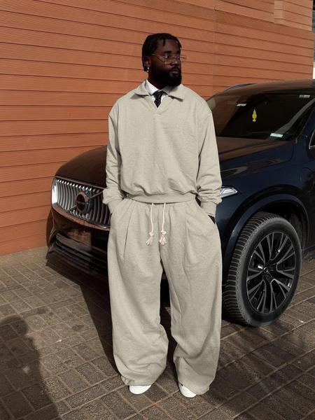 Men's Comfortable Casual Fashion Two-Piece Set, Loose Collar Pullover Hoodie, Versatile Straight Leg Trousers for Street Style