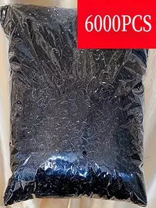 6000Pcs Black Disposable Elastic Hair Ties, High Stretch Rubber Bands, Durable No-Damage Hair Holders