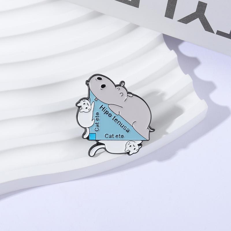 Spanish Animal Triangle Edge Pun Enamel Pins Cartoon Hipo tenusa Cat eto Brooches Bag Lapel Badge Jewelry Students Teachers Gift