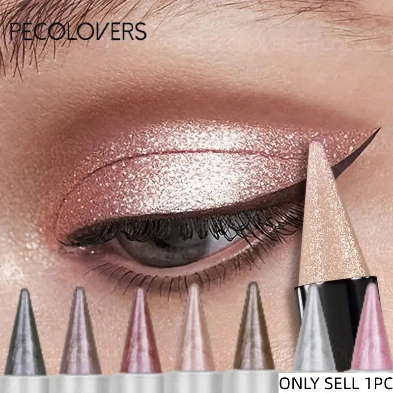 1PC Glitter Multi-Color Eyeshadow Pencil, Waterproof Sweatproof Monochromatic Purple Metallic Shimmer Finish, for Bold Eye Makeup Looks, Suitable for Music Festival