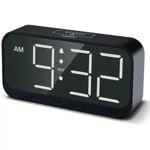 Operated Digital Clock: Cordless Small  Clock for Bedroom Travel - Large Numbers 4 Dimmers for  Ages White Digits