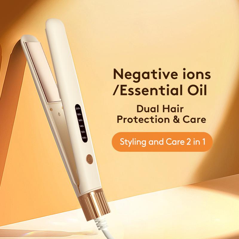 Great Flat Iron Hair Straightener, 1 Inch Hair Straightener for Women, 2 in 1 Hair Straightener Hair Curler, Portable Hair Straightening Ionic Fast Heating Hair Styling Tools,For Less Frizz, Shinier & Smoother, Gift