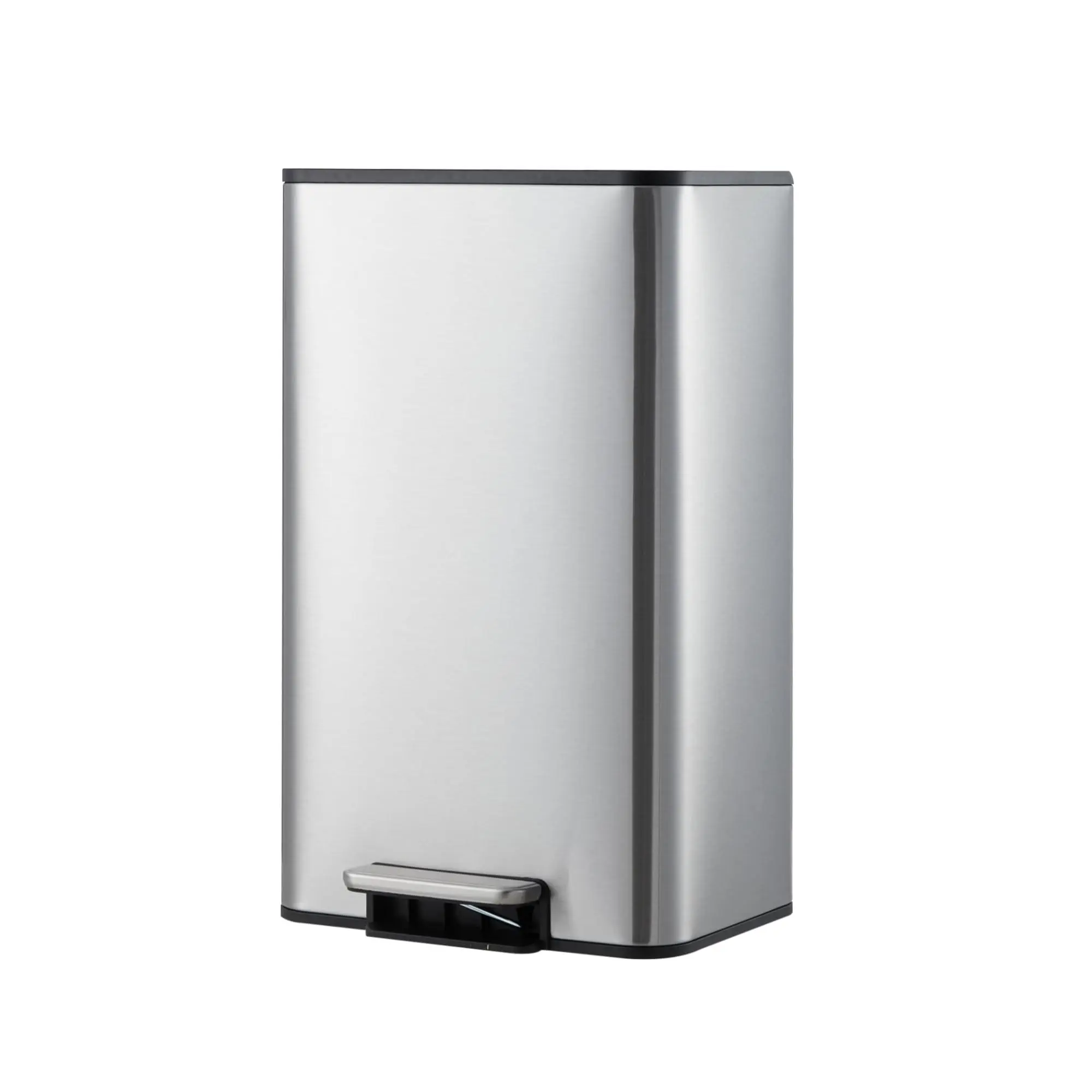 Garvee 4.8 Gallon Rectangular Stainless Steel Waste Bin with Quiet Foot Pedal, Soft-Close Lid, and Removable Bucket - Ideal Silver Garbage Can for Office, Small Kitchen, and Home Use