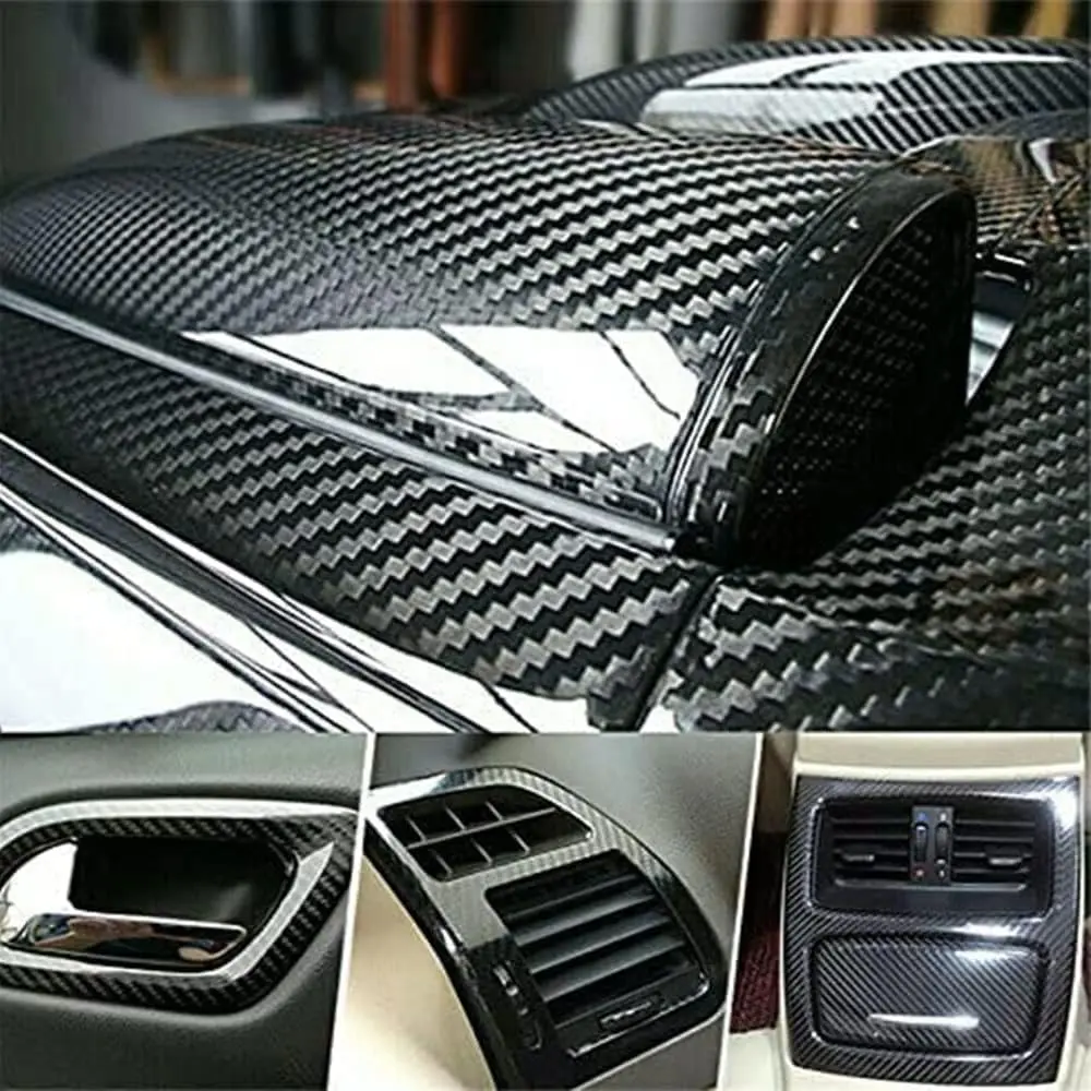 Auto Accessories 5D Glossy Carbon Fiber Wrap Vinyl Film  Interior Wrap Stickers,  DIY Interior Exterior (12 * 60inch) ( Stock)