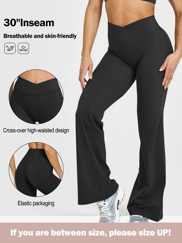 30" Inseam Loose-Fit Casual Straight Leg Yoga Pants for Women (Fits Heights 5'2"–5'4"), High-Waisted Stretchy Buttery Soft Athleisure Style Bottoms for Gym, Workouts and Yoga, No-Front-Seam Design