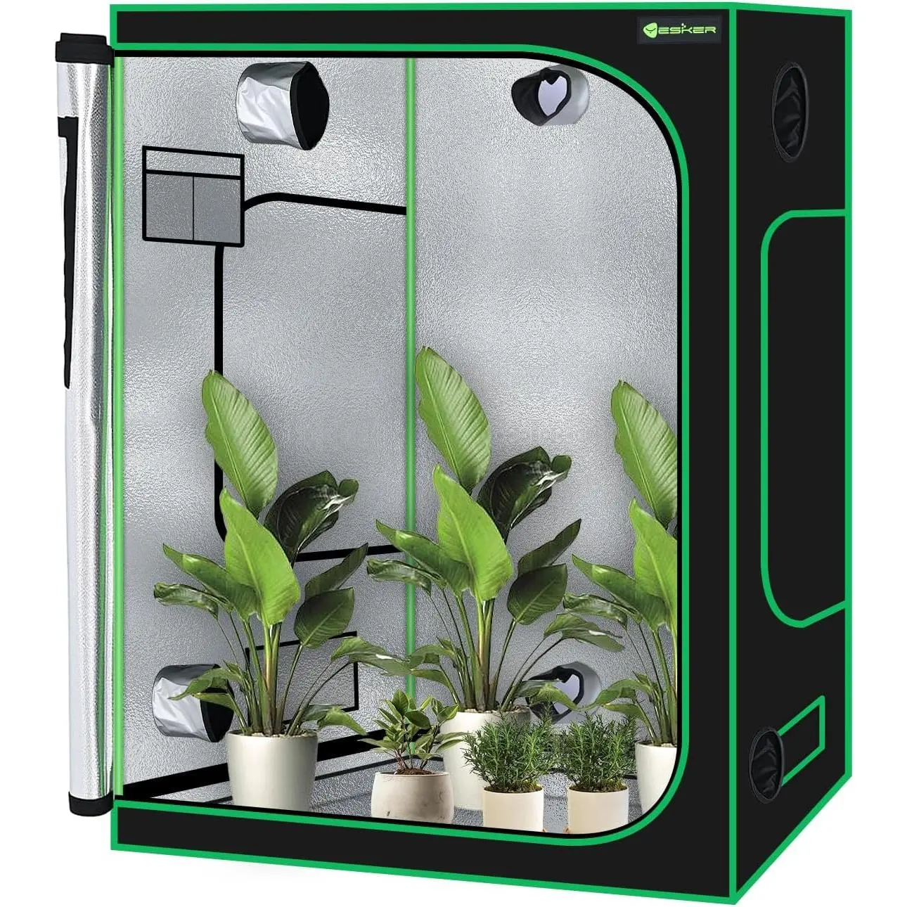 Yesker 5x5 Grow Tent 60 Inchx60 Inchx80 Inch High Reflective Mylar Large Indoor Growing Tents 600D Oxford Cloth with Observation Window and Removable Floor Tray for Hydroponics Indoor Plants Fruit Flower Growing