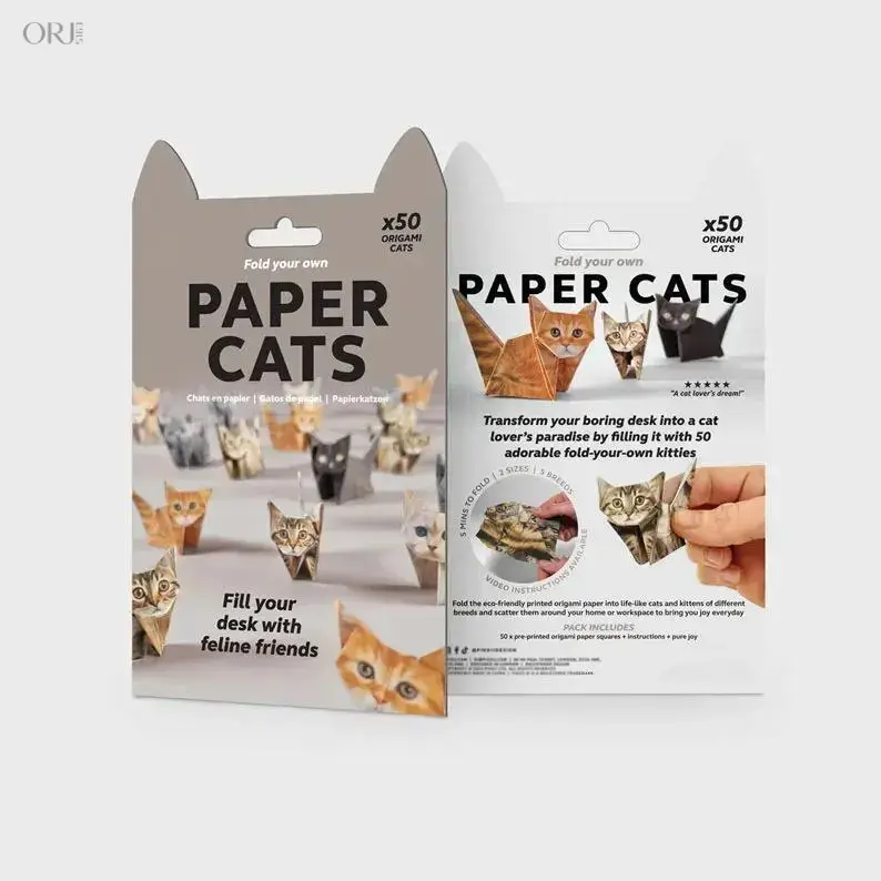 Origami Paper Cats Charm Kit - 50 Sheets Papercraft Folding Set,  Cute Desk Decor Accessory Gift for Cat Lovers,bracelet,jewelry,y2k,,elegant,exquisite,trendy,dangle earring,romantic,,dad,husband,,vacation,,fashion,style,,necklace,,summer,,l,wedding,wear,