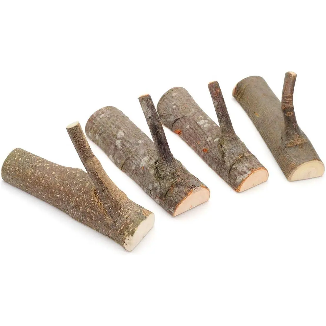 Pack of 4 Vintage Real Wood Tree Branch Wall Hook,Rustic Decorative Wood Adhesive Hooks. Key Holder, Coat Hook,Strong Suction Hooks. (Width 3cm-4cm)