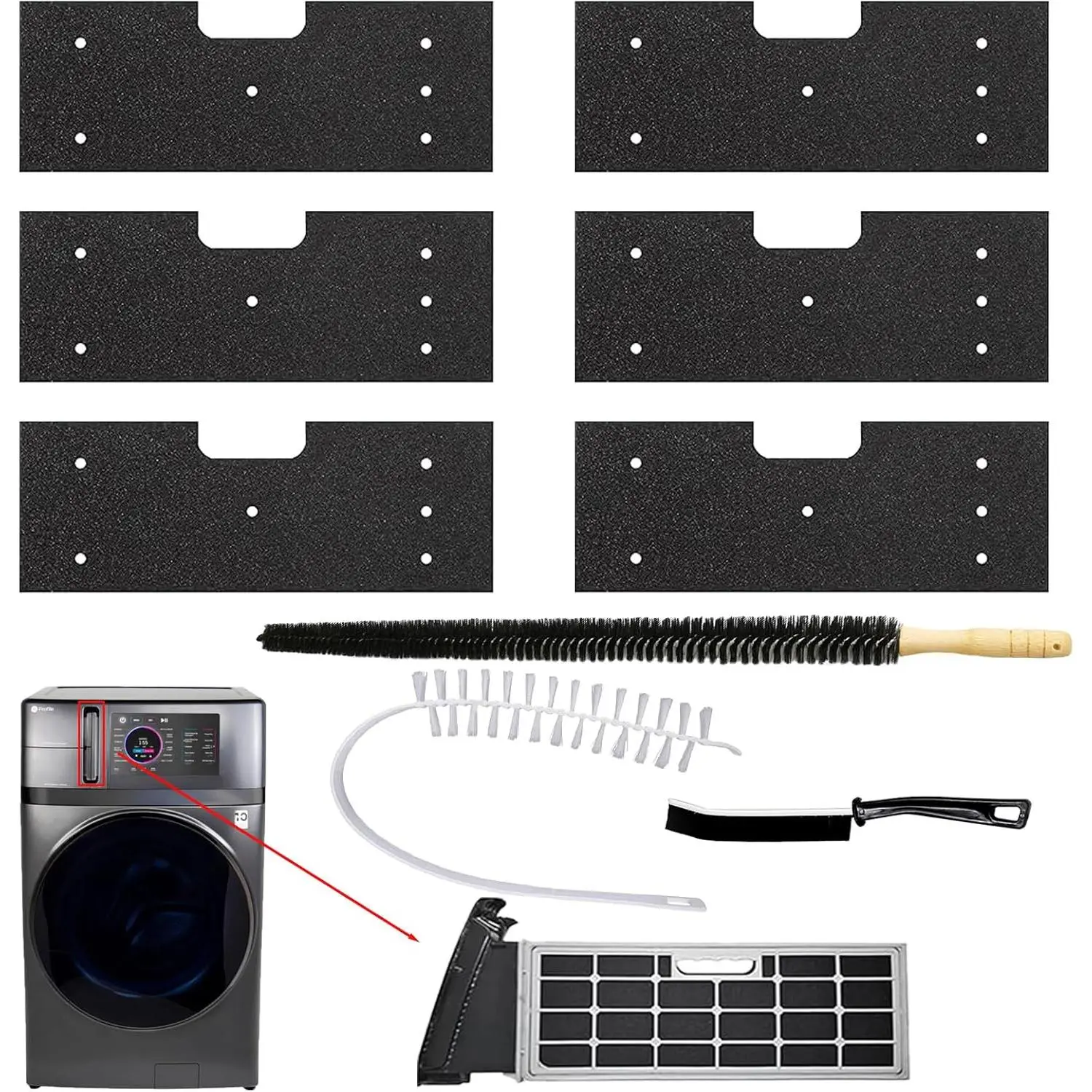 6-Pack Lint Filter  for Washer Dryer Combo, Compatible with WH01X35719,  High-Density  Filter for  Profile Washer Dryer, Models: PFQ97HSPVDS