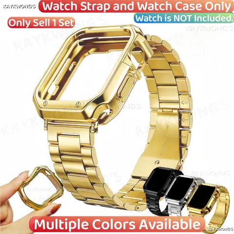 KAYKWONG'S 1 Stainless Steel Watch Band with 1 TPU Soft Case, Solid Color Watch Band for Apple Watch Series 11/10/9/8/7/SE2/SE/6/5/4/3/2/1, 38mm/40mm/42mm/44mm/45mm/46mm/49mm, Smart Watch Accessories, Wearable