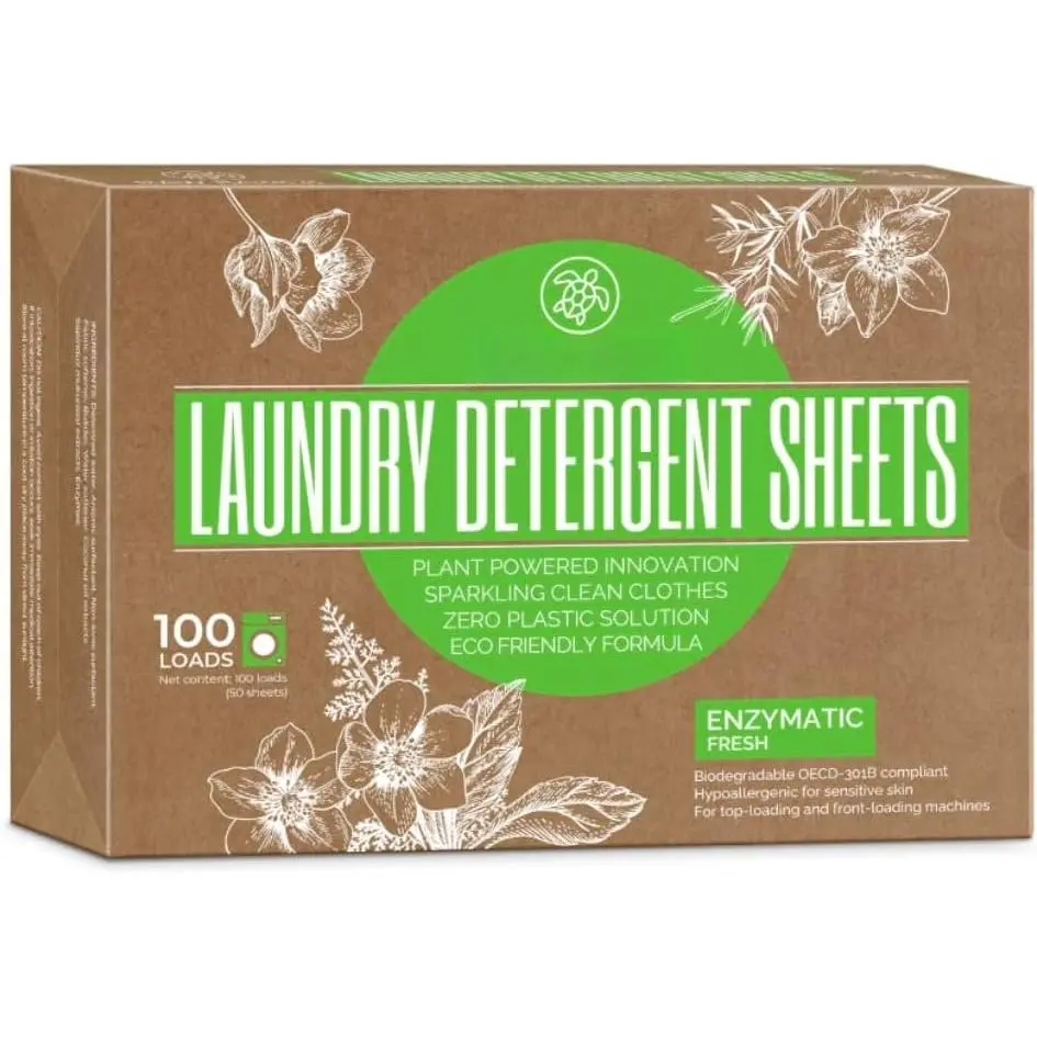 Laundry Detergent Sheets -  Scent - Zero , Plastic Free  Soap - Travel Size Essentials for Washing Clothes, 100 Loads