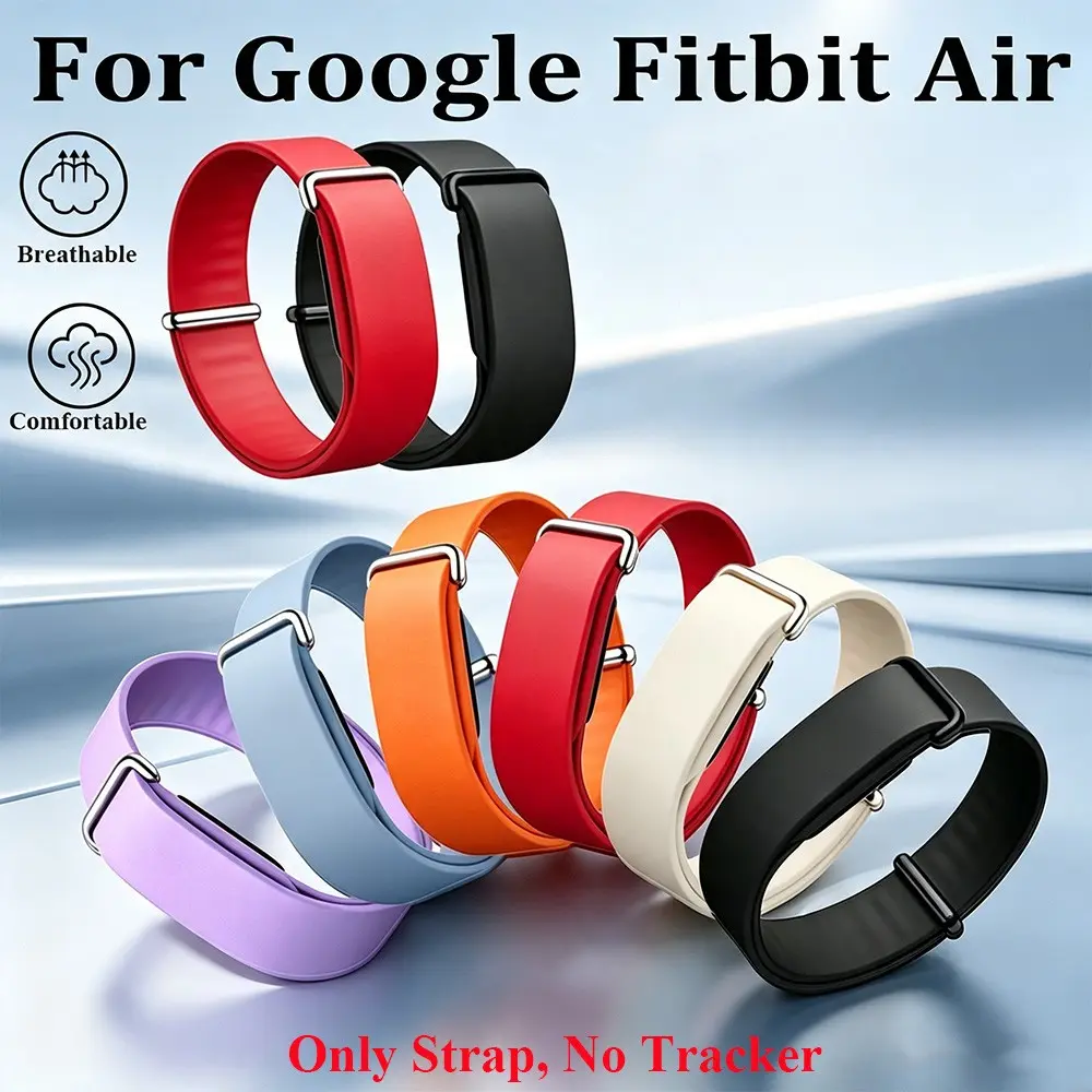 Google Fitbit Air Watch Strap, Metal Buckle Silicone Band, Waterproof Breathable Fitness Wristband, Outdoor Running Replacement Strap