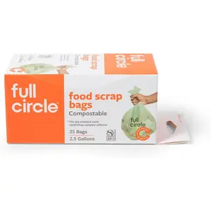 Compostable Food Waste Bags 2.5 Gallon 25ct - BPI Certified Plant-Based Liners Extra Thick Sealed Bottom Tear and Leak Resistant Fits Kitchen Compost Bins No Microplastics