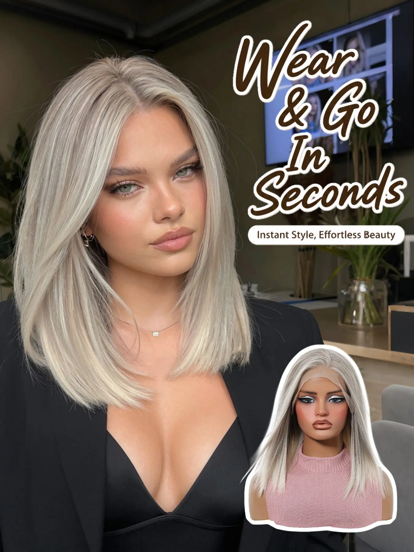 Topshe Straight Hair Wig, 13x6 Lace Front, Silver to Light Gold Gradient, Natural Part, Unisex, Party & Role Play