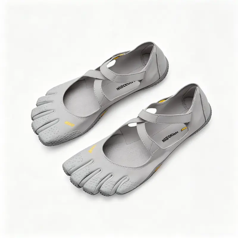 Women Minimalist Five Toe Barefoot Walking Shoes, Gray Cross Strap Quick Dry Lightweight Flat Sneakers, Non Slip Flexible Footwear For Beach Yoga Trail Outdoor Activities
