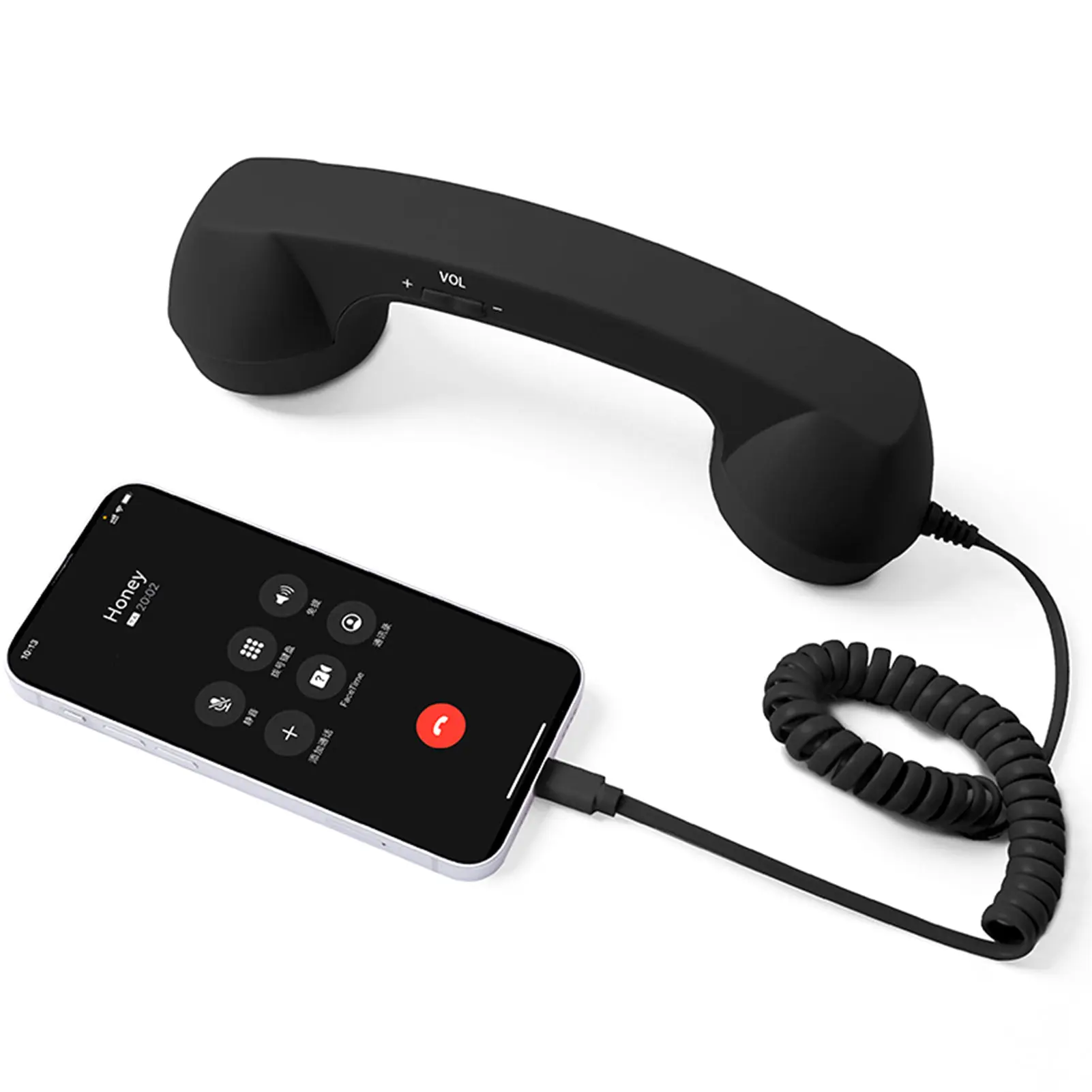 2026 New Multifunction Durable Retro Phone Handset - Wired Landline-Style Receiver with ANC Noise Cancelling, Compatible with iPhone & Type-C Mobile Devices, for Video Conferences & Calls