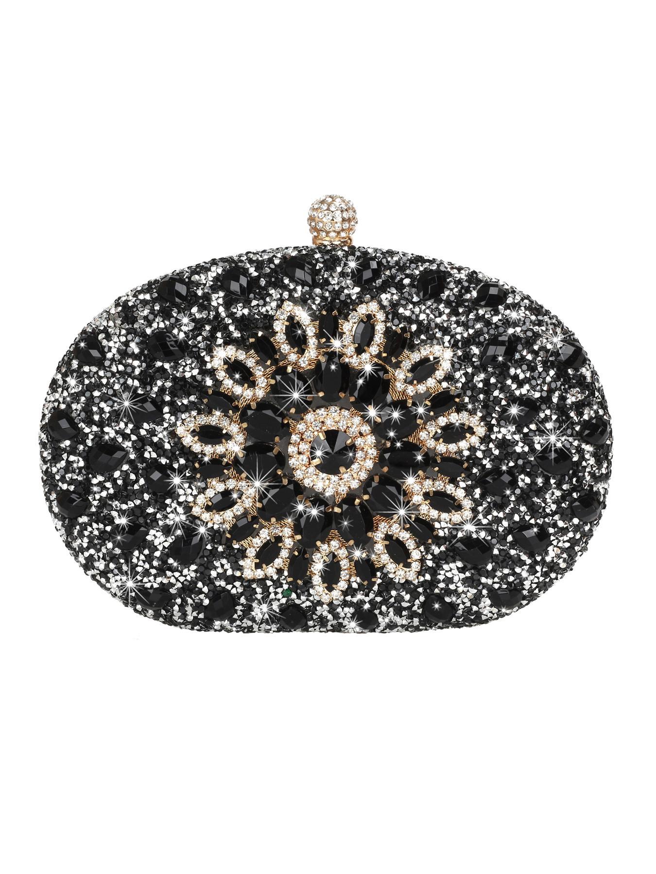 Women's Elegant Rhinestone Decorated Evening Bag, Exquisite Trendy Glittering Clutch Bag with Removable Chain Strap, Fashionable Bag for Party Decoration, Clutch Purse