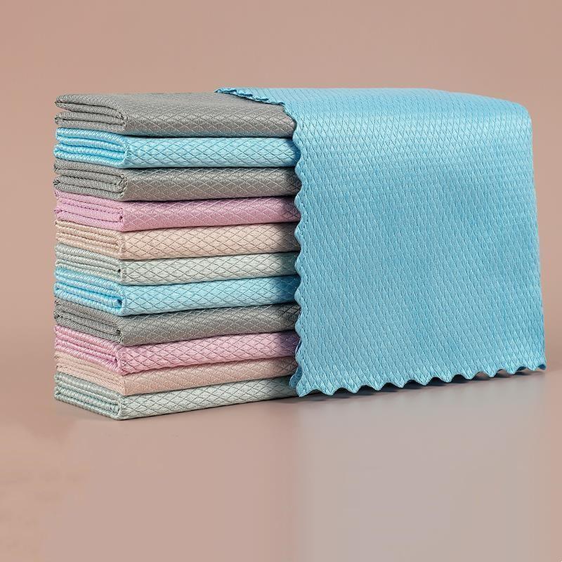 10-1PC Microfiber Washing Dish Cloth Cleaning Towel Super Absorbable Window Glass Cleaning Cloth Kitchen Anti-grease Wiping Rags