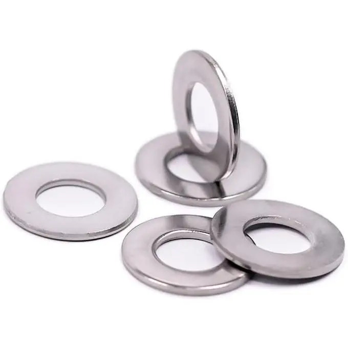 1/4" Stainless Steel Flat Washer (0.28" ID, 0.63" OD), 304 Stainless Steel 18-8, Bright Finish, Pack of 50