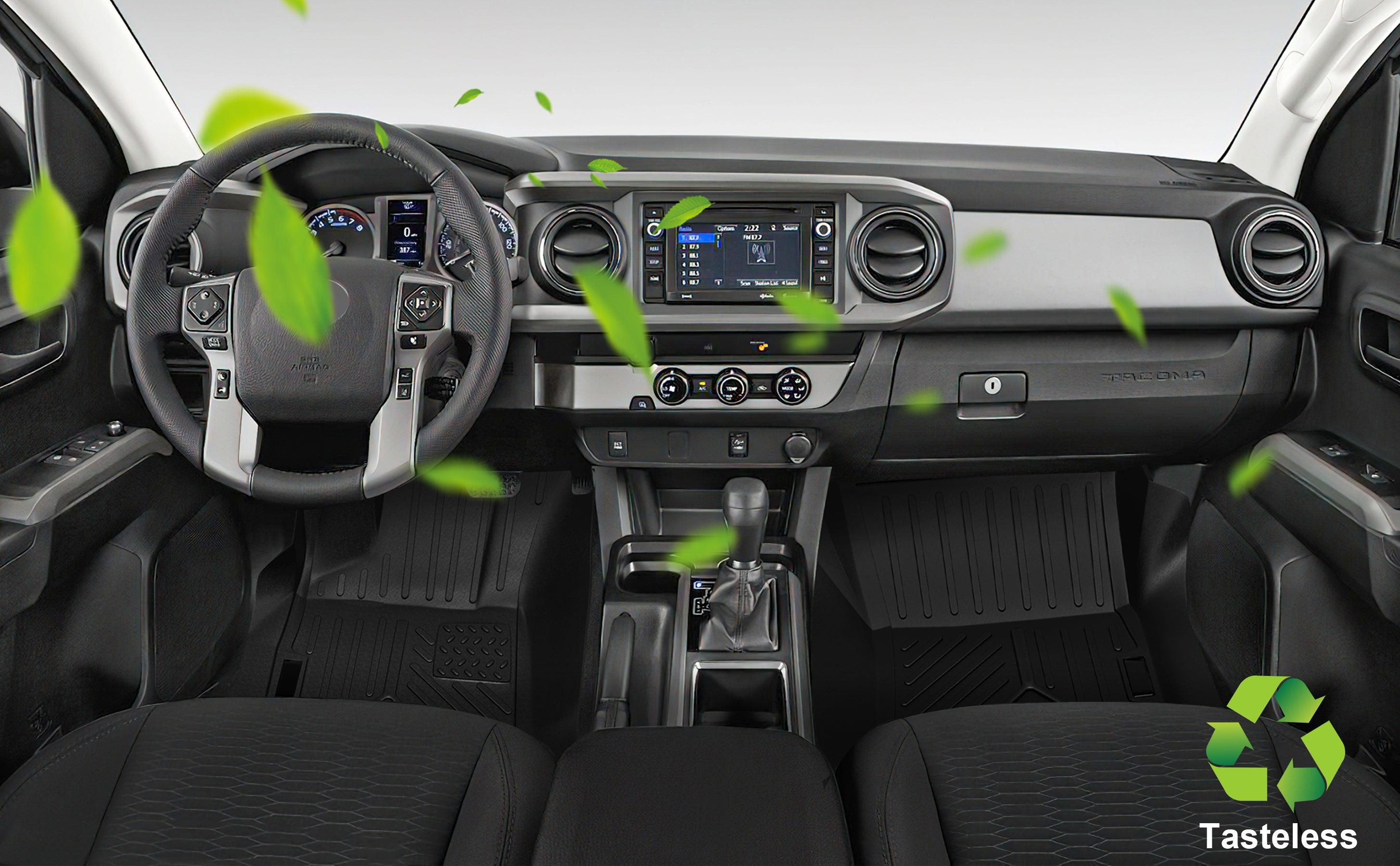 GARVEE Custom Fit Floor Mats for Toyota Tacoma Double Cab 2018-2023,3 Pack TPE Floor Liners Compatible with 2018 2019 2020 2021 2022 2023 Toyota Tacoma