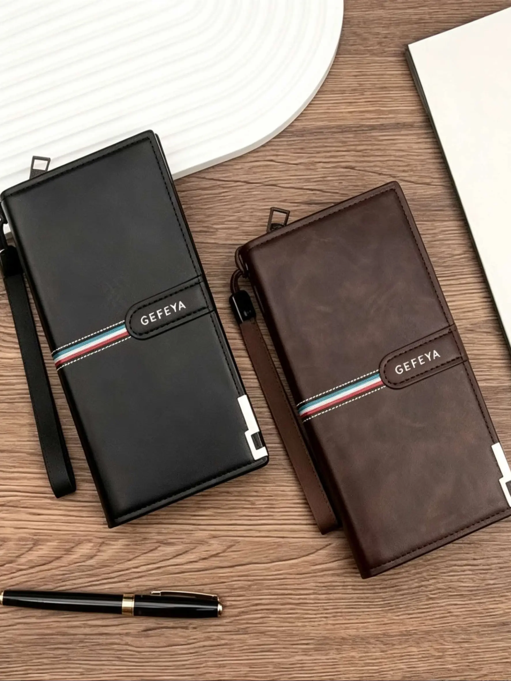 Men's Long Wallet, Large Capacity Zipper Handbag, Multi-Functional Plain Leather Card Holder, Stylish and Practical Accessory, Minimalist Wallet