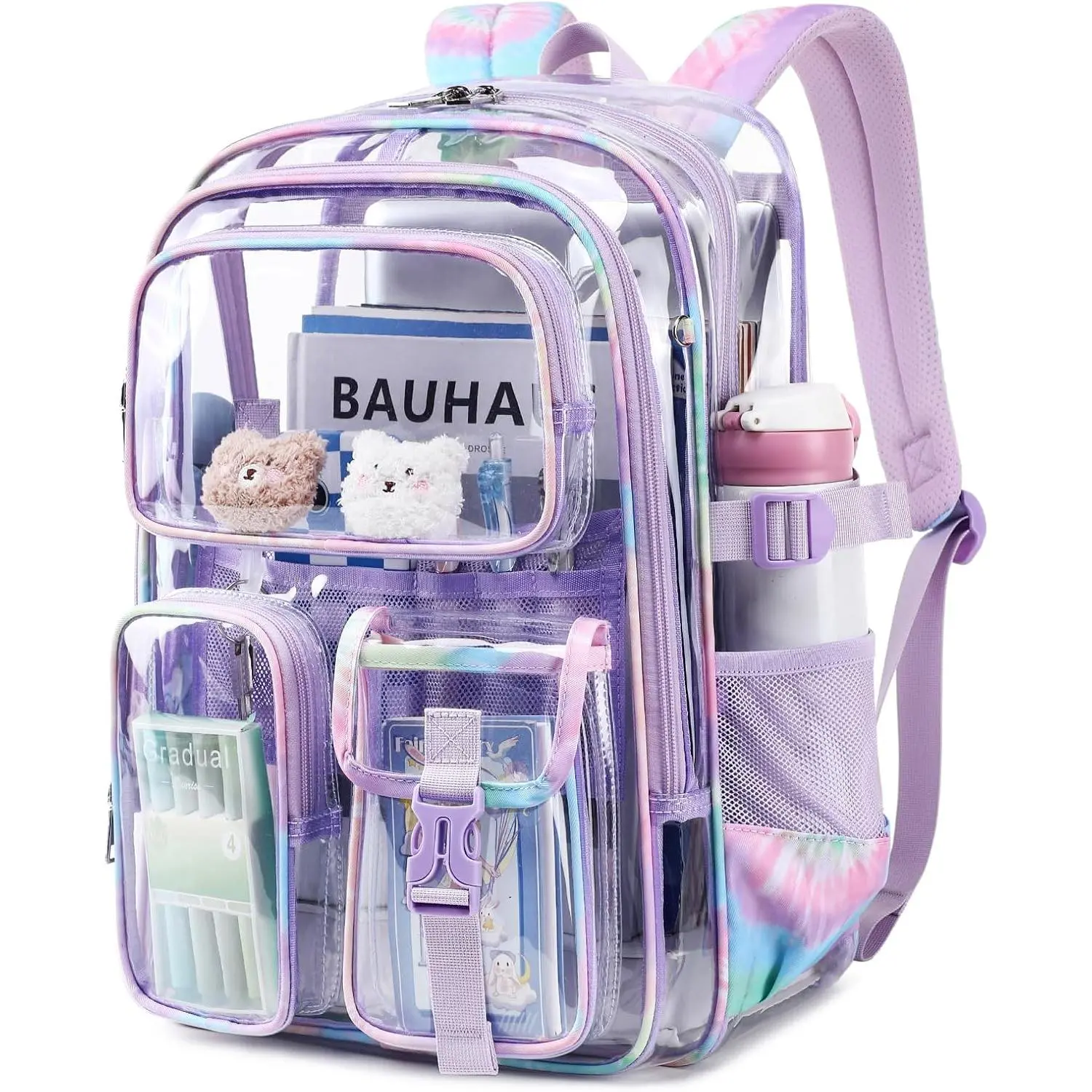 Clear Backpack for School, Heavy Duty Transparent Bookbag, See Through Backpacks for Stadium Event, Boys,  Clear Bag for College Work Travel  Festival  Check