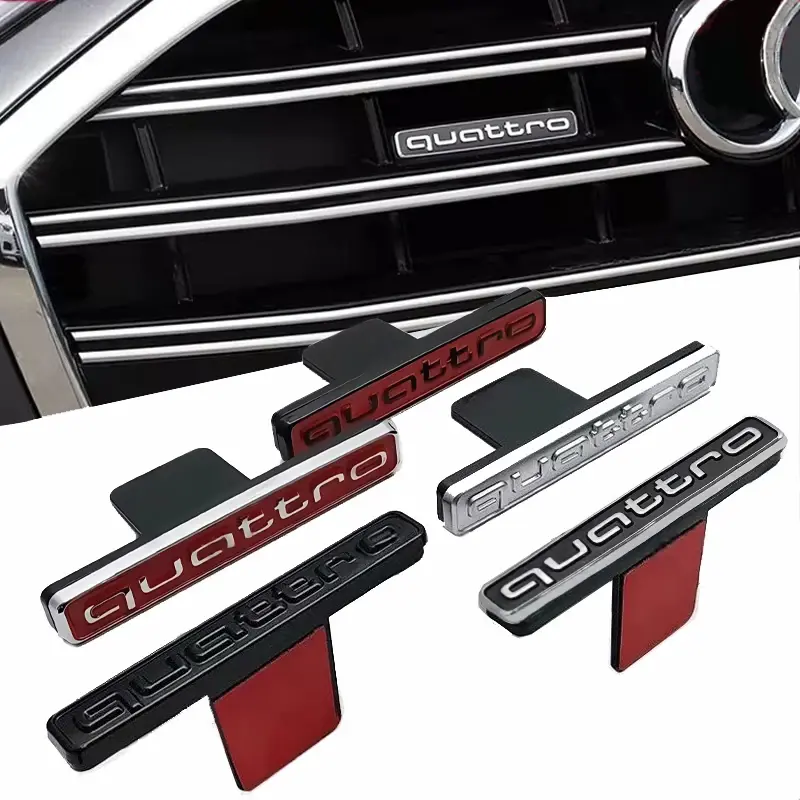 Audi Front Grille Emblem Badge - Premium Acrylonitrile Butadiene Styrene Fade-Resistant Weatherproof Car Decal for A1-A8, A3, A4L, Q3-Q7, Q6 - Sporty Auto Exterior Accessory Upgrade, Sleek Peel-And-Stick