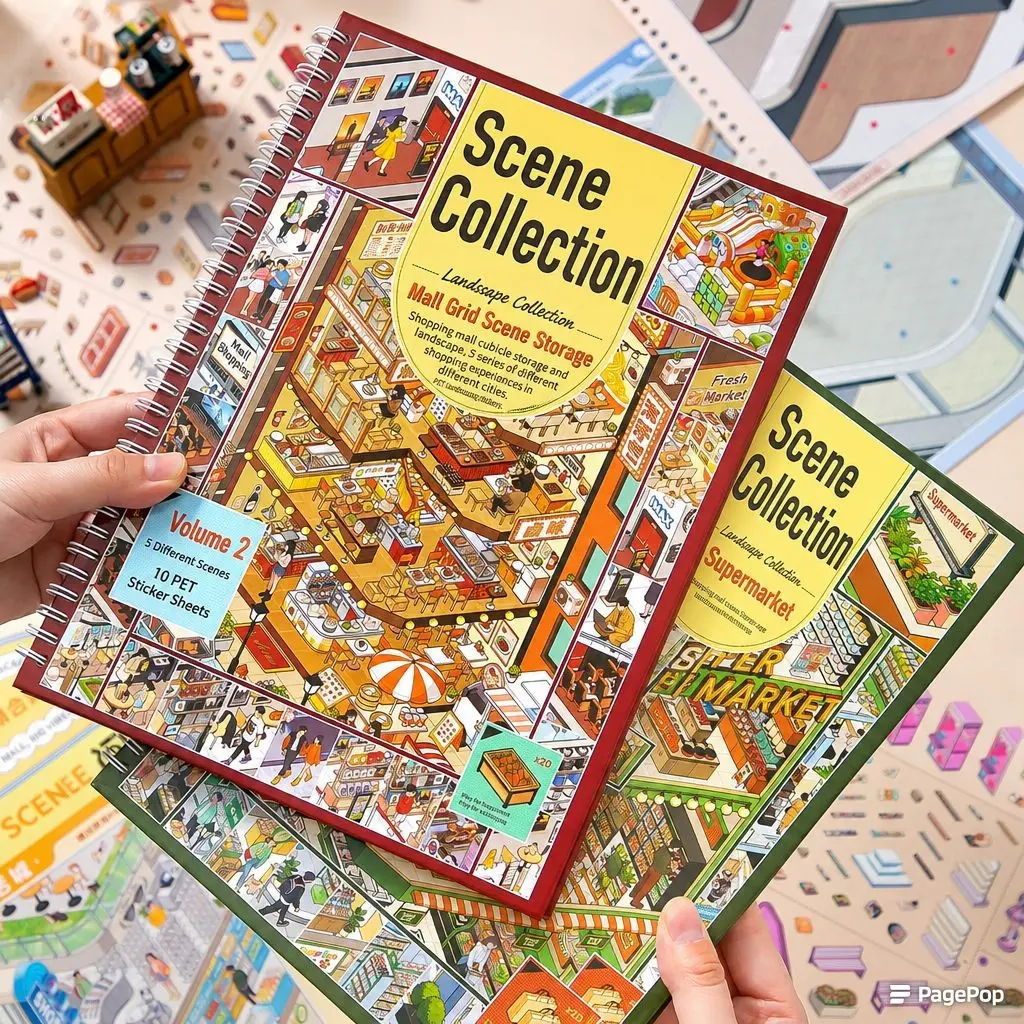 Large Size DIY Sticker Book Set, Mall Collection Version, Ideal for Beginners, Craft Journal Material, Relaxing Activity Kit
