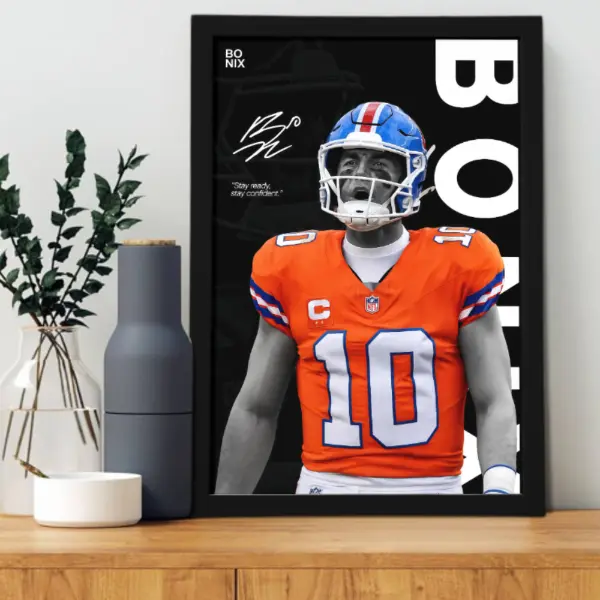 Bo Nix Denver Broncos NFL Rookie Quarterback Poster, Football QB Wall Art Print, Digital Decor Gift for Home Toilet (Demon Slayer Cover)