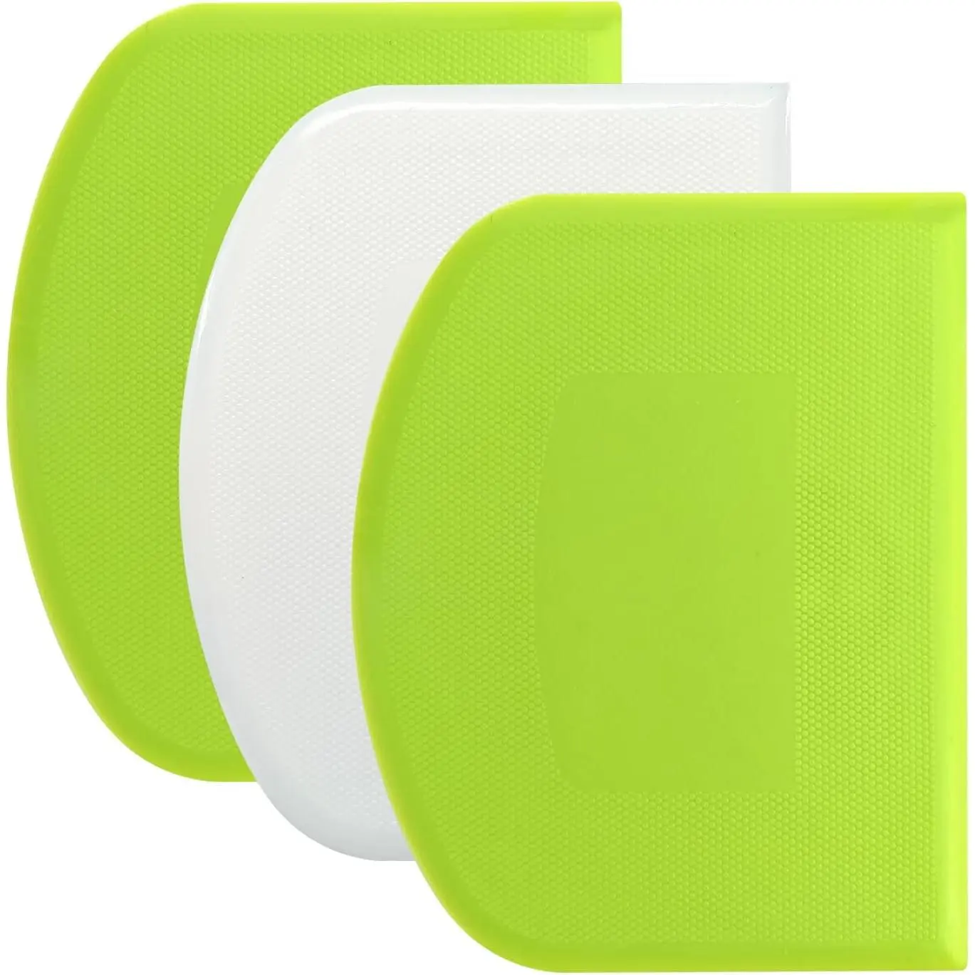 3- Dough Scraper Set, 4.7x3.7 Inch Flexible Plastic Bowl and Bench Scrapers with  Edges & Anti-Slip Grip for Baking, Pastry & Bread Making