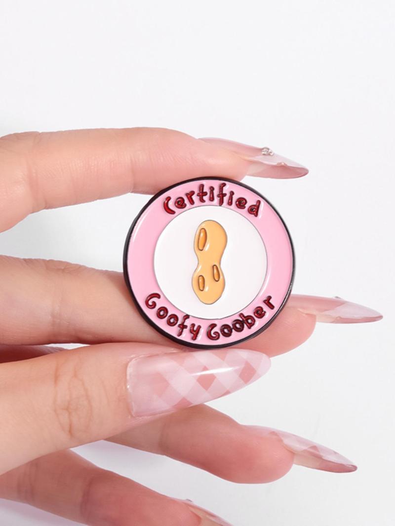 Cartoon Peanut & Letter Design Brooch, Cute Cartoon Badge for Backpack & Clothes Collar, Fashion Charm Pin Accessories for Women & Men, Girl Jewelry Accessories, Durable Metal Pins, Fashion Accessory
