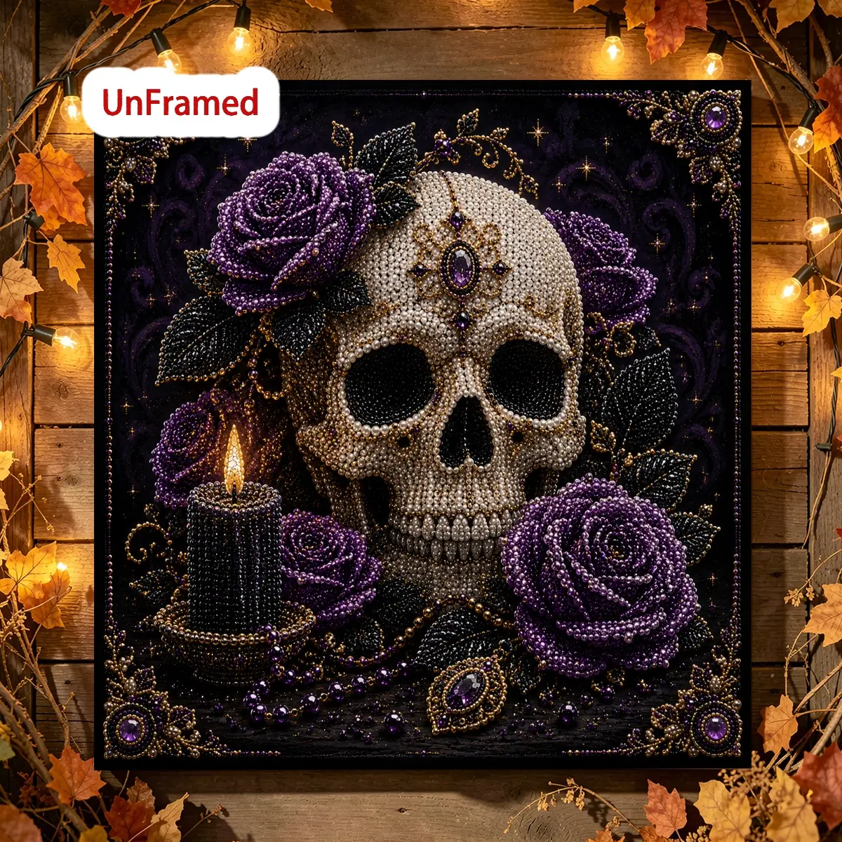 Halloween Craft Rhinestone Pearl Painting Kit, DIY Kits, Home Decor, Halloween Decorations—Perfect for All-Season Gifts, Bead Art, Frameless