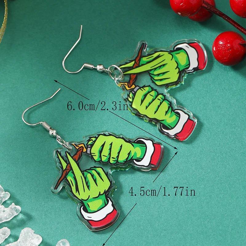 2026 Christmas Earrings Classic Cartoon Series Metal Acrylic Drop Earring for Woman Girl New Year Christmas Party Gift